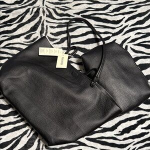 NEW Mood Black Leather Tote Bag